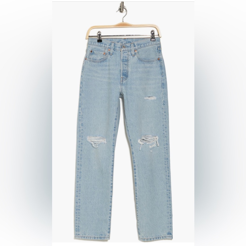 Levi's 501 Ripped High Waist Straight Leg Jeans
